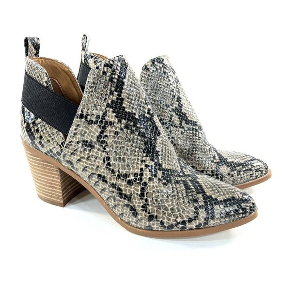 Dolce Vita Shoes - DV Dolce Vita Ankle Boots Sz 9 Fig Heel Brown Tan Snake Python Skin Faux Leather